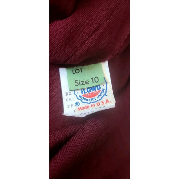 Vintage Union Made Bead Detail 100% Rayon Burgundy Women's Size 10 - Picture 9 of 10